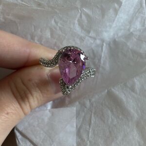 Gorgeous Large Pink and Silver Cocktail Ring